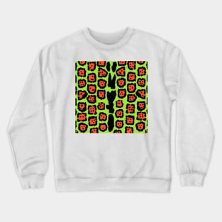 Jaguar Pattern in Orange Papaya on Lime Green Crewneck Sweatshirt